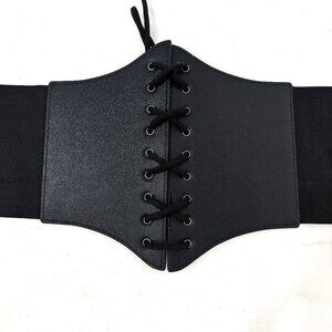 Renaissance Pirate Style Cinch Stretch Blk Belt EUC